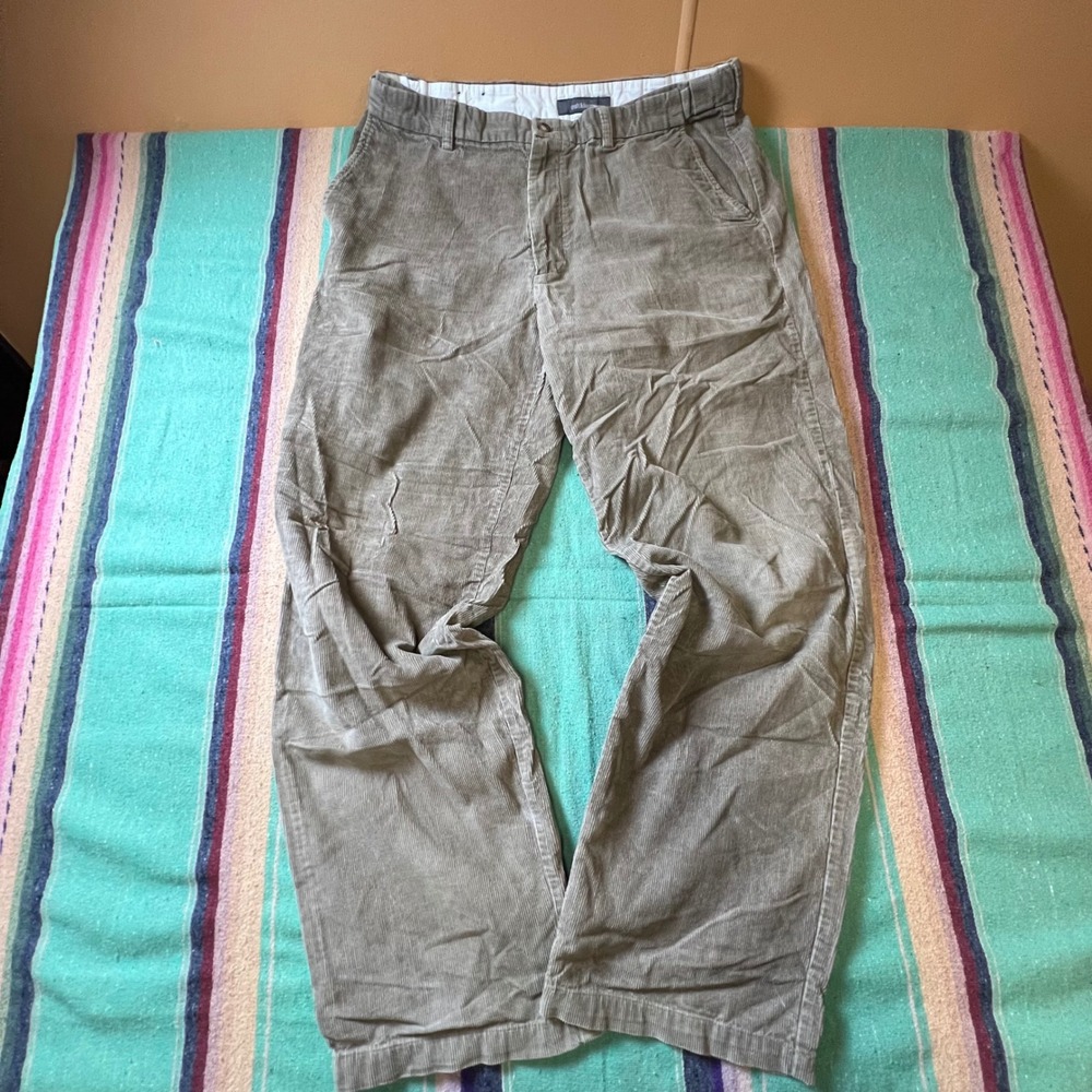 Croft & Barrow Corduroy Pants Mens 36x34 Olive Straight Leg Cotton Trousers